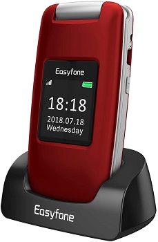 Easyfone Prime A1 3G Unlocked Senior Flip Cell Phone, Big Button Hearing Aids Compatible