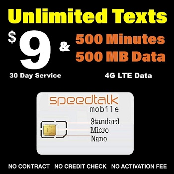 GSM SIM Unlimited Text + 500 Minutes & 500 MB Data 30 Day Service